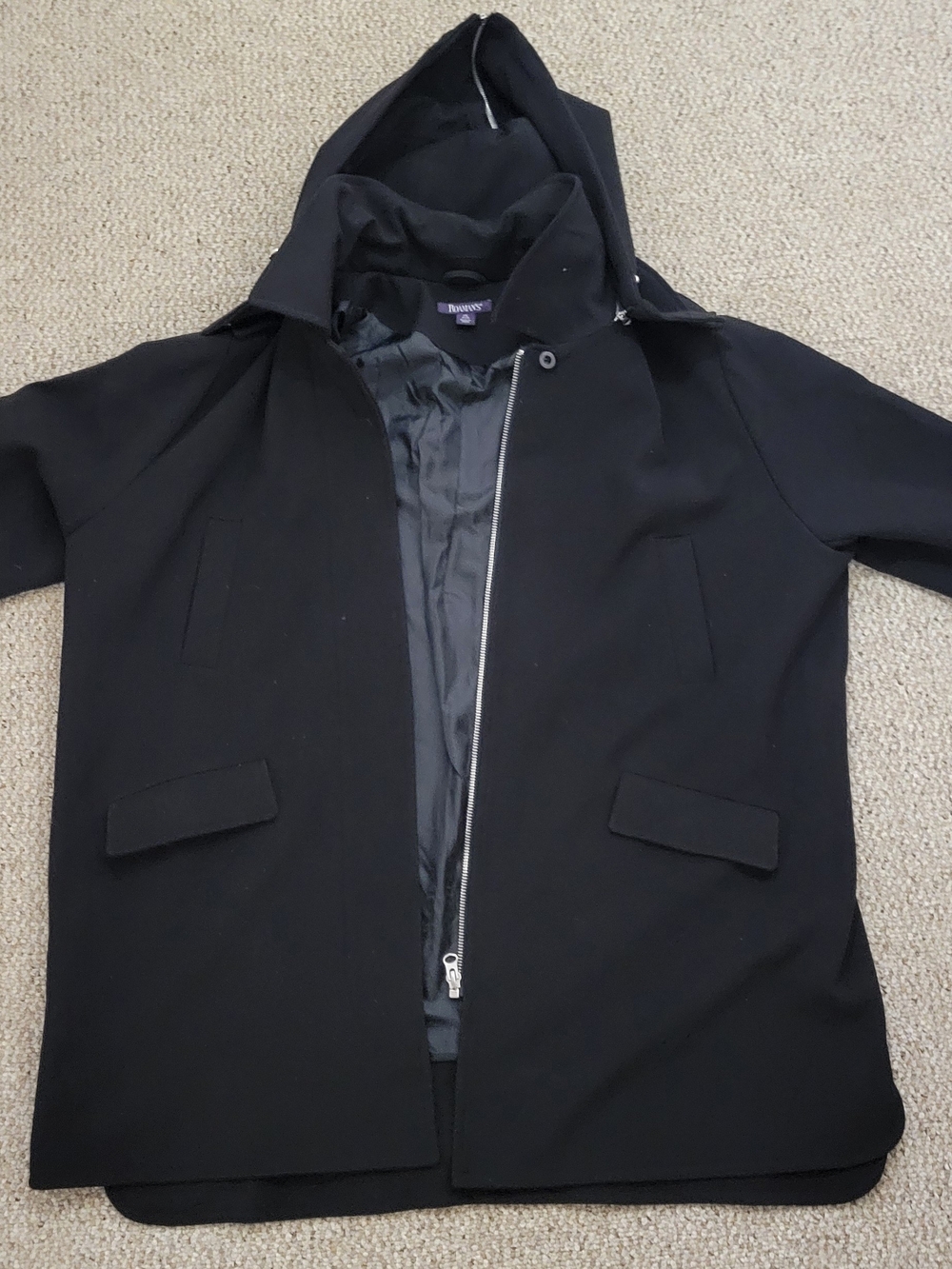 Roaman's Black Hooded Coat, 2X (26/28)